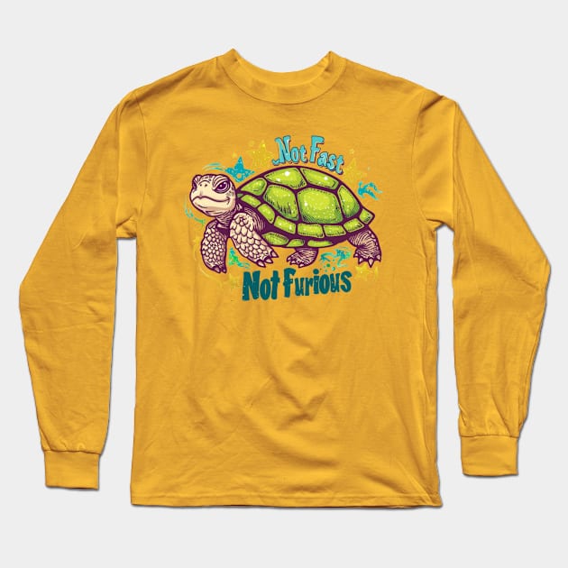 Not fast, Not Furious, turtle, watercolor, gift ideas Long Sleeve T-Shirt by Pattyld